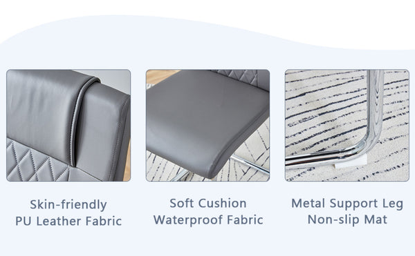 English Elm Table Set With Black Marble-Patterned Top & 6 Dark Gray Pu Chairs - Modern Dining Elegance & Comfort W1151S01962-GIGA