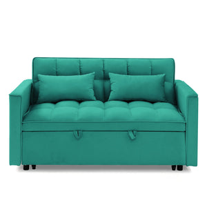 English Elm 54.33 Versatile foldable velvet sofa bed with tufted back, adjustable 3-position recline and durable wood frame Antique Green W2353P252434