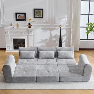 English Elm Modular Cloud Sectional Sofa Bed with Flannelette Upholstery for Flexible Living Grey W1829S00076