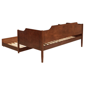 English Elm Cherry Cherry Wood Twin Daybed With Trundle — Romantic Cutouts, Rich Finish, Space-Saving Guest Solution B062S01313