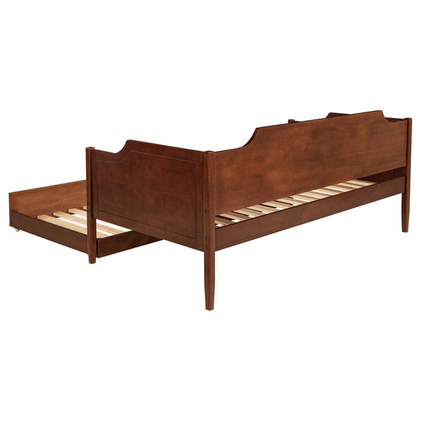English Elm Cherry Cherry Wood Twin Daybed With Trundle — Romantic Cutouts, Rich Finish, Space-Saving Guest Solution B062S01313
