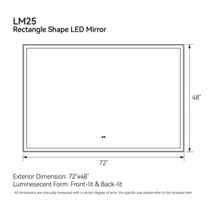 English Elm 72"x48" Modern LED Smart Mirror for Bathroom — Front & Back Lighting, Touch Anti-Fog, 3-Color Memory Mode T3177P284029