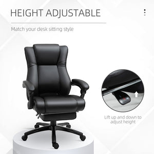 English Elm Vinsetto Executive High Back Office Chair - Pu Leather, Adjustable Height, Footrest & 360° Mobility W2225P217517-GIGA