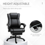 English Elm Vinsetto Executive High Back Office Chair Executive Computer Desk Chair With Pu Leather, Adjustable Height and Retractable Footrest, Black