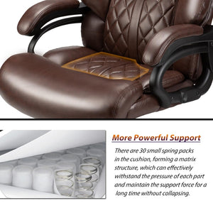English Elm 500lbs Heavy Duty Executive Chair Wide Spring Seat Ergonomic High Back Home Office Brown W5201P418320