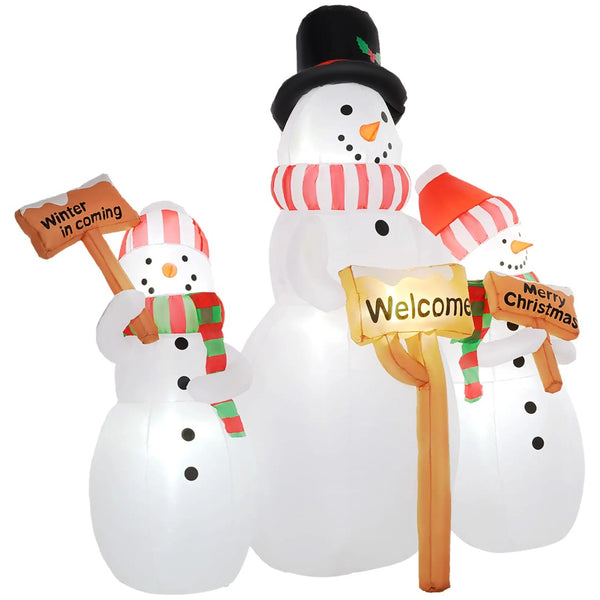 English Elm 6.1' Inflatable Holiday Trio Snowmen Yard Display with Led Lights and Anchoring Kit T3971P401021