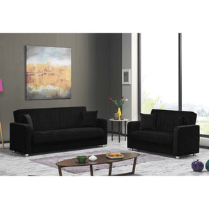 English Elm PrimeNest Gravita Collection Upholstered Convertible Loveseat with Storage, Chenille Sleeper Comfort and Style Black B030P281807