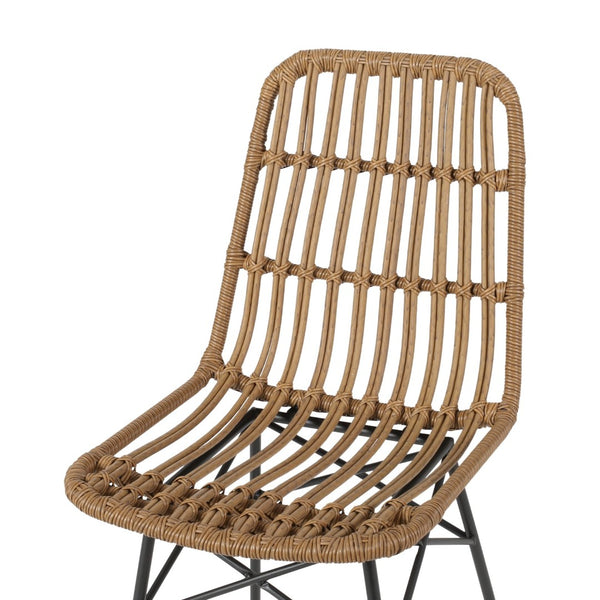 English Elm Sawtelle Outdoor Dining Chair Set Rattan Wrapped Metal Frame Patio Seating 65487.00LBRN