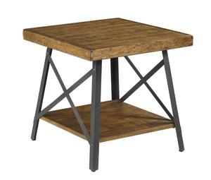 English Elm Wallace & Bay - Brown End Table - Rustic Solid Wood Design With Steel-Gray Accents For Modern Living Spaces B2709P212391-GIGA