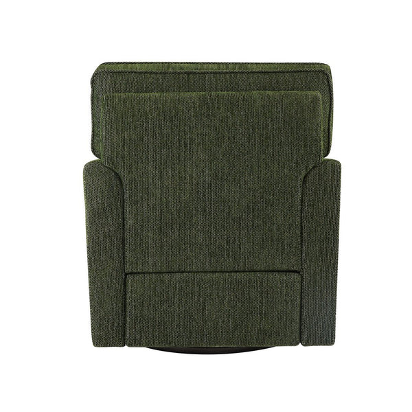English Elm 360° Swivel Chair Accent Barrel Armchair with Chenille Upholstery, Deep Seat & Side Storage Pockets Green N719P283037F