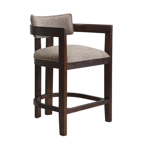 English Elm Christopher Knight Home® - 26" Contemporary Upholstered Counter Stool Set of 2 with Curved Solid Wood Back, Durable Rubberwood Frame Espresso,taupe N771P361764O