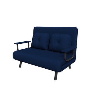 English Elm 46" Wide Corduroy Sleeper Sofa Bed Convertible Folding Chair for Two with Adjustable Backrest Blue W2700P431035