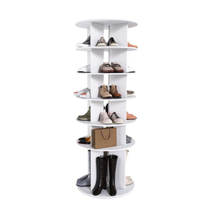 English Elm Rotating Shoe Rack Tower - 6-Tier 360° Spinning Organizer For 24 Pairs, Space-Saving Design, White W2699P270163-GIGA