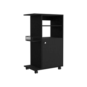 English Elm Clip Kitchen Cart Black with Microwave Top 27.96", Single-Door Cabinet & 4 Casters, Easy Assembly B20091839