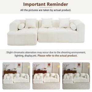 English Elm 101.2" Modern Sectional Sofa Full-Compressed Modular Couch with Deep Seating, Tufted Chenille Fabric, Pillows Included Beige N719S001890A