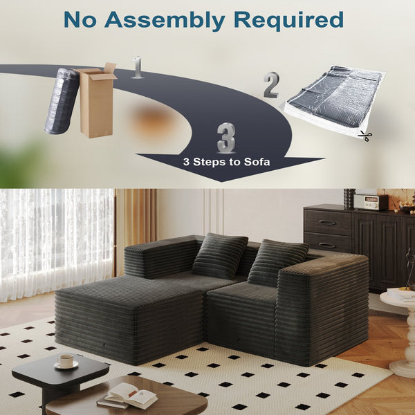 English Elm Modular Sectional Couch - Versatile Deep Seat Sofa With Memory Foam & No Assembly, Grey For Living Spaces W3434S00023