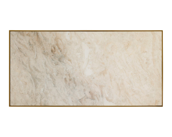 Sunpan Kamali Coffee Table - Elegant Beige Marble Top with Antique Gold Base for Luxurious Living Spaces