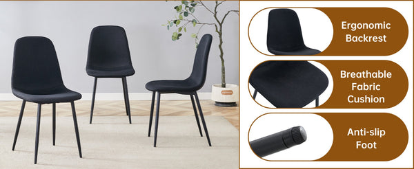 English Elm Table and Chair Set Seats Eight with Marble Pattern Mdf Top Brown Fabric Dining W1151S04133