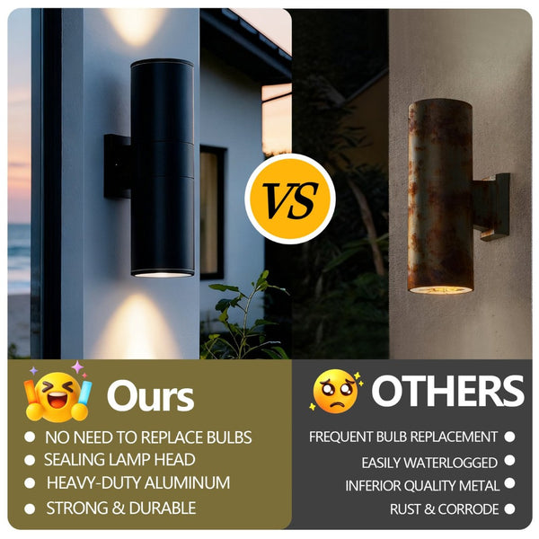 English Elm 18" Aluminum Cylinder Outdoor Wall Sconce Set of Two with up Down Porch Lighting W2312P416009