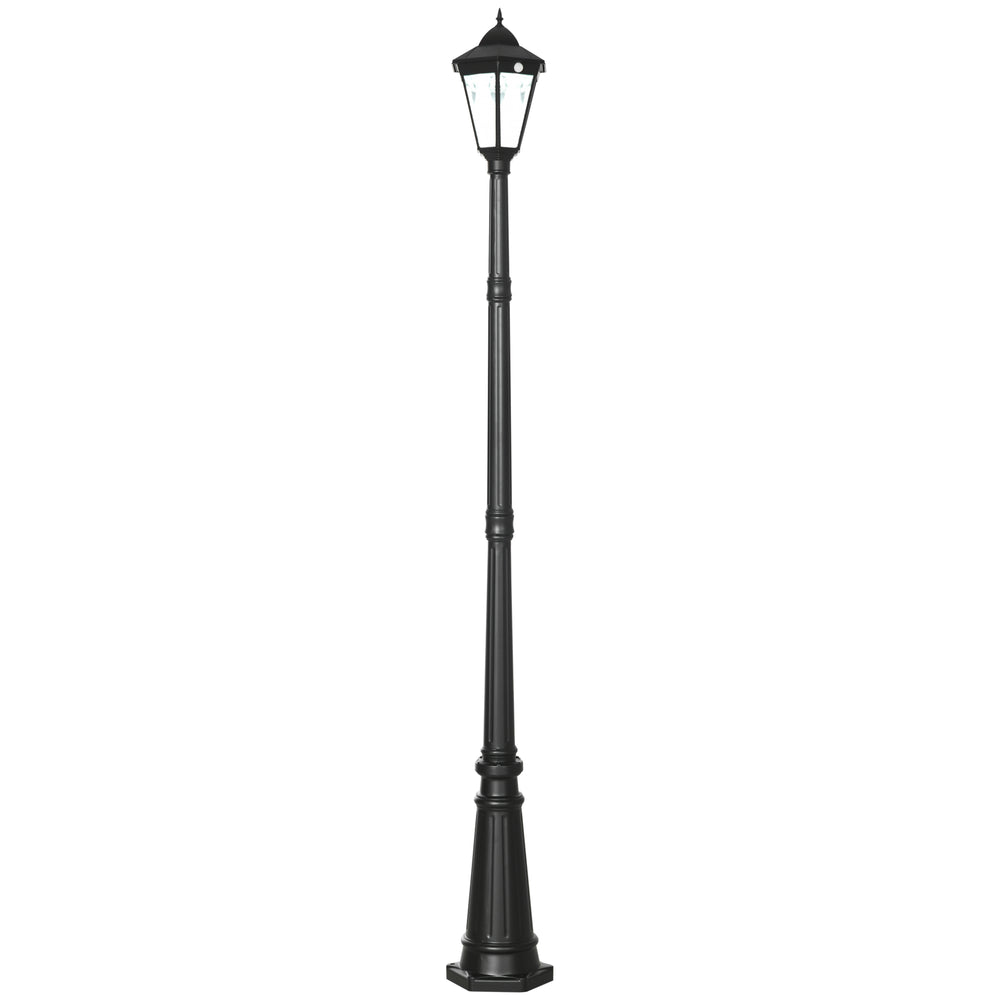 English Elm Outsunny 94.5" Solar Lamp Post - Vintage Dusk-to-Dawn LED Street Light with PIR Sensor, IP44 Weatherproof W2225P217555