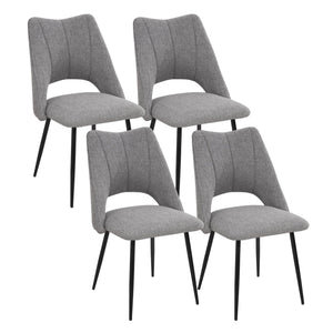 English Elm 5-Piece Modern Retractable Dining Set with Upholstered Chairs, Space-Saving Extendable Table for 4-6 Grey+White W757S00042