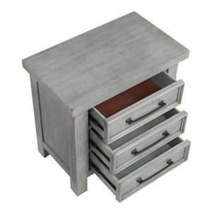 English Elm Transitional Mango Wood Nightstand with Three Dovetail Drawers Antique Gray Bedroom B011P452466