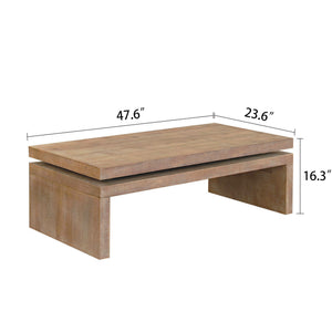 English Elm Modern Rustic Coffee Table with Floating Top Design, Rectangular Center Table for Living Rooms Natural,Natural Wood,Natural Wood Wash,Natural+Rustic,Wood W2729P198991