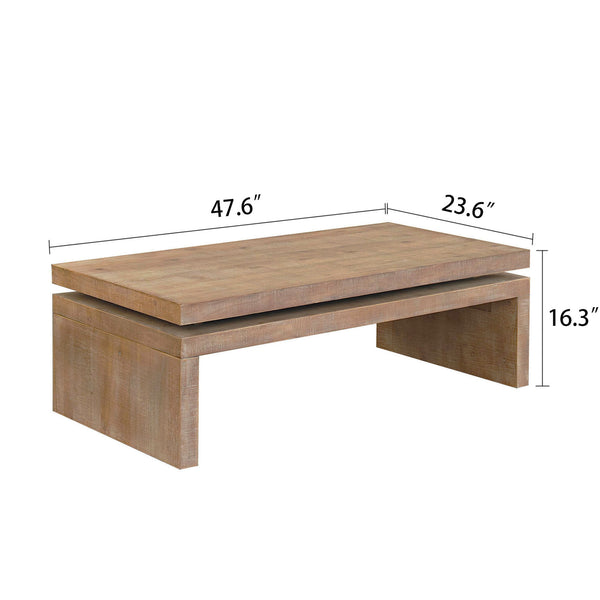 English Elm Modern Rustic Coffee Table with Floating Top Design, Rectangular Center Table for Living Rooms Natural,Natural Wood,Natural Wood Wash,Natural+Rustic,Wood W2729P198991