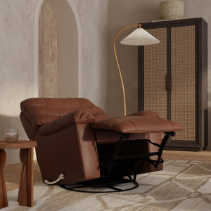 English Elm Global Home Swivel Glider Recliner In Oslo Pecan - Luxurious Comfort With 360° Motion & Leather Finish B339P333952