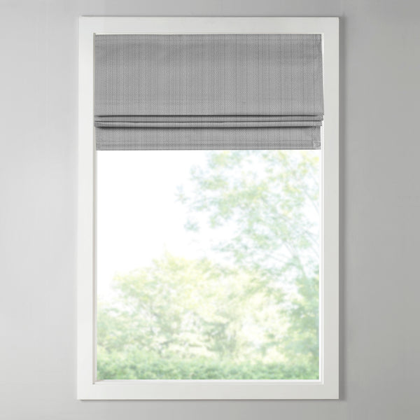 JLA Home Madison Park - Basketweave Room Darkening Cordless Roman Shade with Thermal Foam Backing for Privacy & Energy Savings Grey MP40-6551