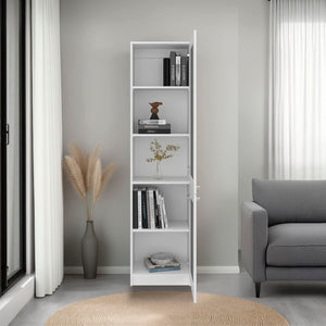 English Elm Home Vertical Freestanding Bookcase with Open Shelving and Enclosed Lower Cabinet White B200P465730