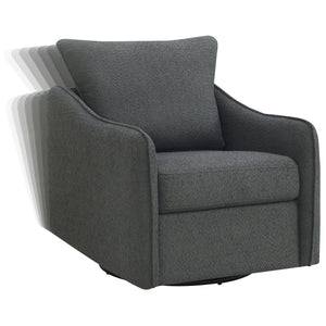 English Elm Nikko Charcoal Upholstered Swivel Chair with Plush Bouclé, Glide Motion, Sloping Arms & Cozy Cushions B062P353269