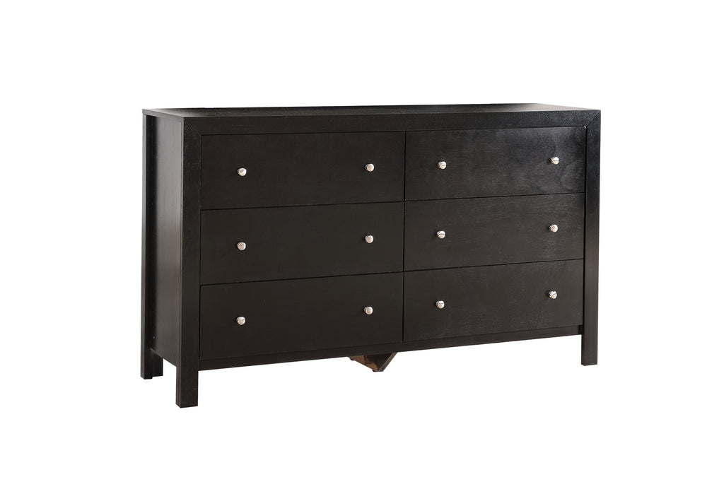 English Elm Burlington modern 6-drawer dresser with nickel hardware, dove-tailed drawers and durable wood veneer finish for stylish bedroom storage Black 19 L x 60 W x 37 H B078108132
