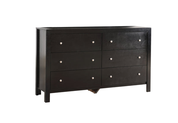 English Elm Burlington modern 6-drawer dresser with nickel hardware, dove-tailed drawers and durable wood veneer finish for stylish bedroom storage Black 19 L x 60 W x 37 H B078108132