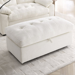 English Elm Leisure Chenille Two Seat Reclining Sofa with Usb Port Storage Ottoman Padded Armrests Beige W487S00520