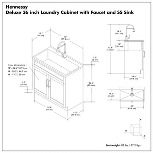 English Elm Hennessy Shaker Cabinet Utility Sink Stainless Steel Basin Laundry Room Setup B136P427215