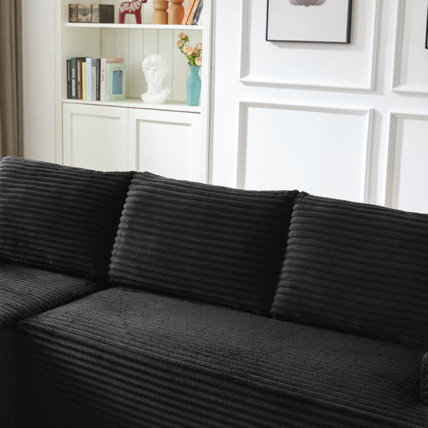 English Elm L-shaped Corduroy Modular Sectional Deep Seat Cloud Sofa for Living Room or Apartment W2339P424643