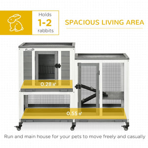 English Elm Pawhut Three Story Fir Wood Rabbit Hutch with Ramps Wheels and Removable Trays W2225P229221