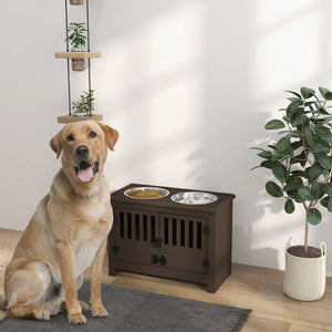 English Elm Pawhut Large Elevated Dog Bowl Stand With Storage Cabinet - Ergonomic Feeding Station For Pets W2225P249930-GIGA