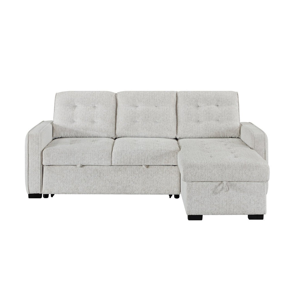 English Elm Gustavo Chalk Upholstered Sleeper Sectional with Storage Chaise and Usb Ports B201S00461
