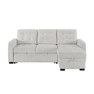 English Elm Gustavo Chalk Upholstered Sleeper Sectional with Storage Chaise and Usb Ports B201S00461