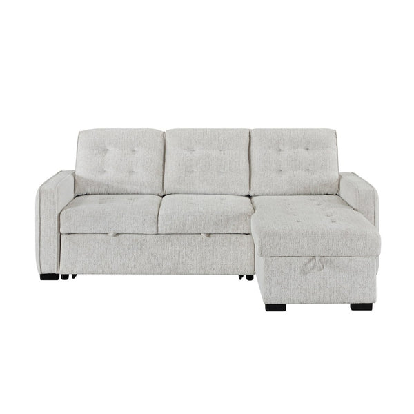 English Elm Gustavo Chalk Upholstered Sleeper Sectional with Storage Chaise and Usb Ports B201S00461