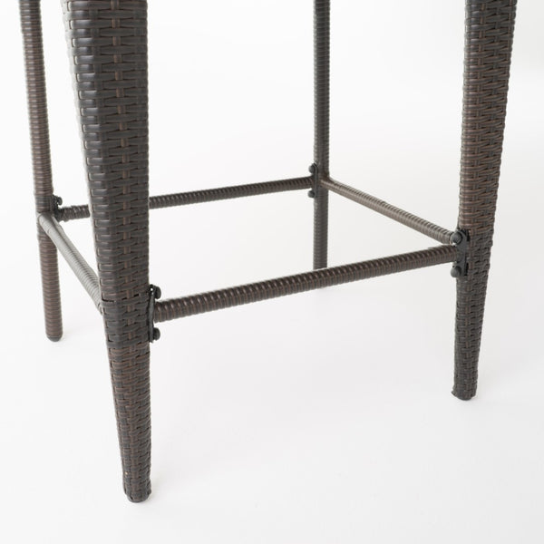 English Elm Anaya Outdoor Pe Wicker Barstools Set of Two with Iron Frame for Patio Bar N758P391474D