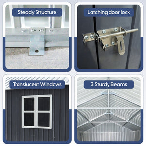 English Elm 12x20 Ft Steel Carport Shed with Double Doors Windows and All Weather Protection W419S00066
