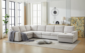 English Elm Large Modular L Shaped Sectional Sofa with Plush Cushions for Contemporary Living B2730S00068