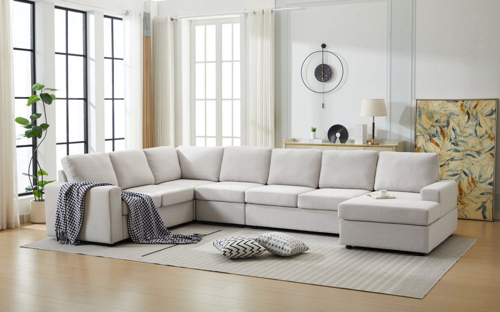 English Elm Large Modular L Shaped Sectional Sofa with Plush Cushions for Contemporary Living B2730S00054