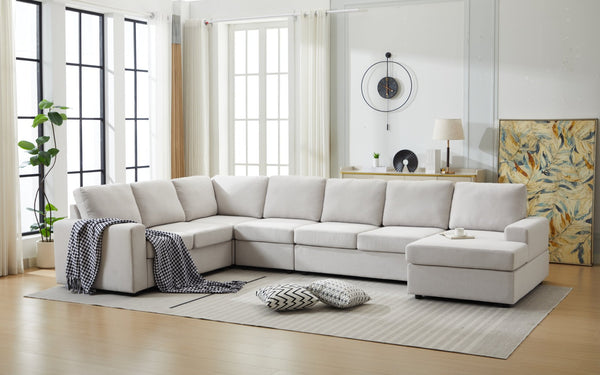English Elm Large Modular L Shaped Sectional Sofa with Plush Cushions for Contemporary Living B2730S00054
