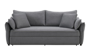 English Elm Irina versatile pull-out fabric sleeper sofa with hidden storage, removable cushions & toss pillows Gray 88.6 L x 33.1 W x 24.8 H B2726P242391