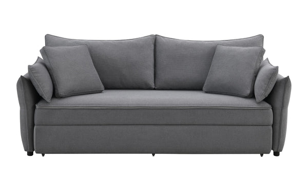 English Elm Irina versatile pull-out fabric sleeper sofa with hidden storage, removable cushions & toss pillows Gray 88.6 L x 33.1 W x 24.8 H B2726P242391
