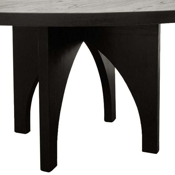 JLA Home Chapel Hill - Dining Round Table – Black Wire-Brushed Veneer, Solid Wood, Seats 4, Minimalist Modern Design Durable Finish CH121-1000